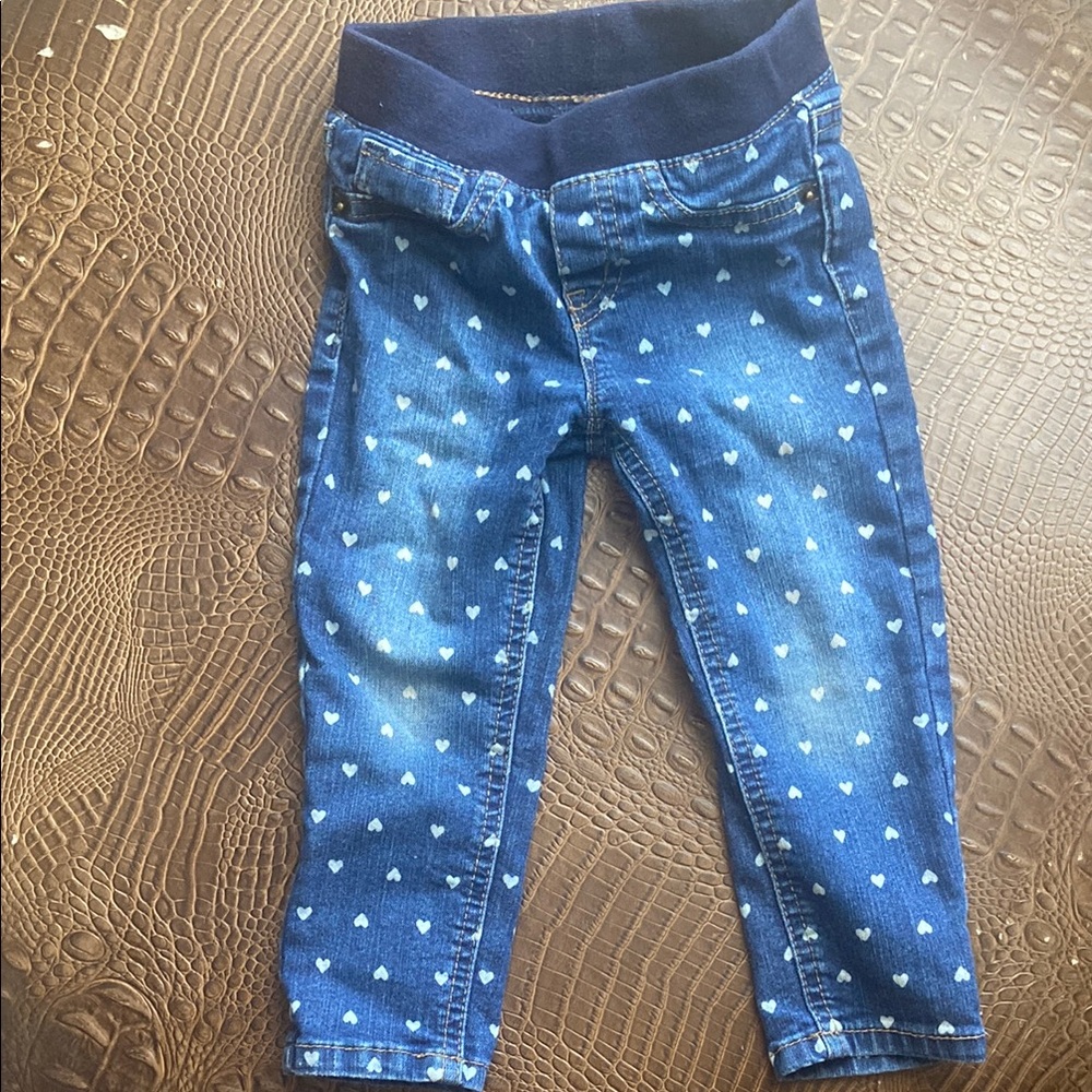 Cat & Jack Blue Polka Dot Jeans Elastic Waist